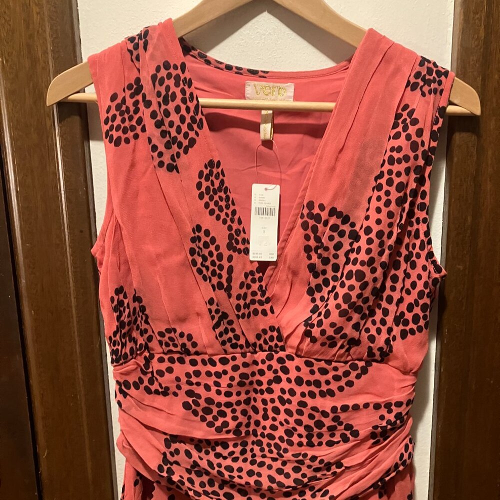 Anthropologie Pink to Peach Gradient Midi Dress with Black Floral Print - Picture 6 of 7
